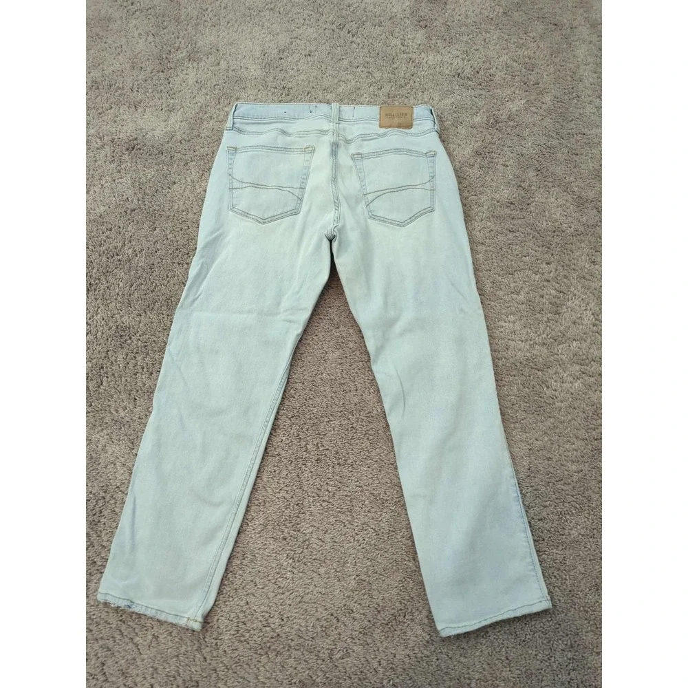 Hollister Jeans Mens 32 Light Wash Distressed Straight Slim Stretch‎ 90s